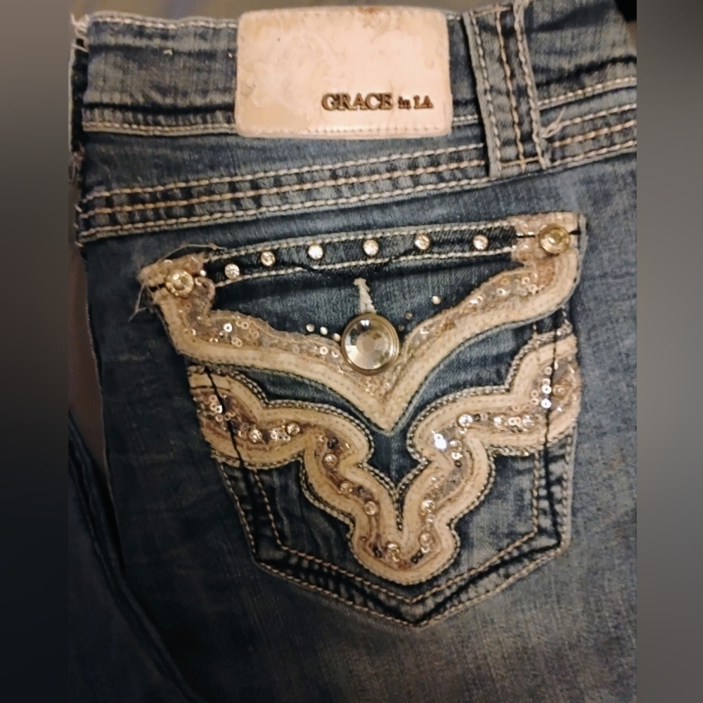 Grace in LA Women's Denim with Sequin Accents